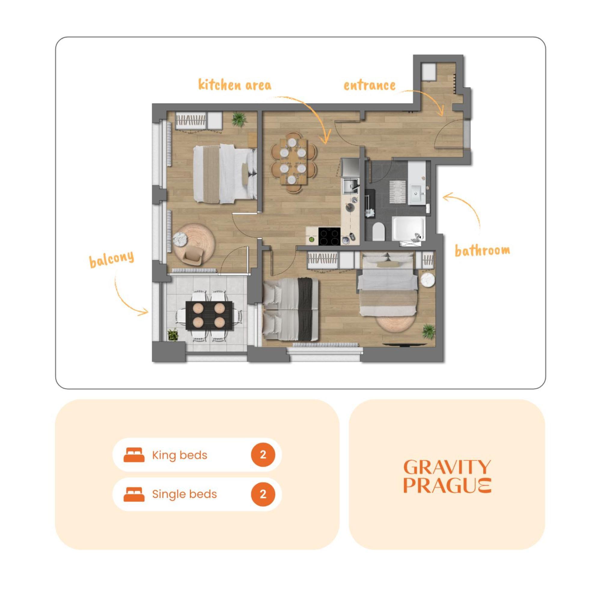 Bright 2Br - 5Th Floor, Balcony, Free Parking By Gravity Prague Apartment Exterior photo